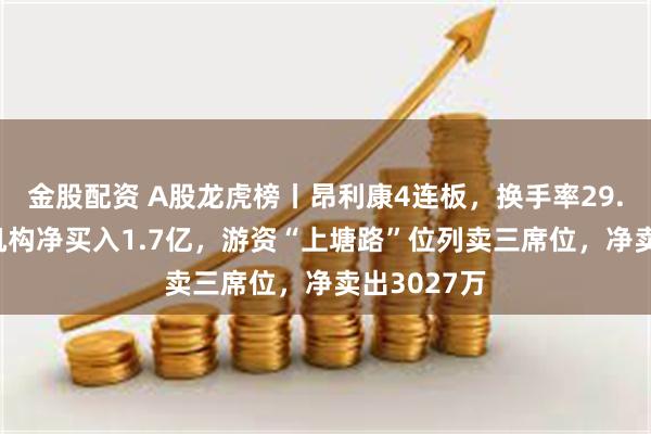 金股配资 A股龙虎榜丨昂利康4连板,换手率29.07%,六机构净买入1.7亿,游资“上塘路”位列卖三席位,净卖出3027万